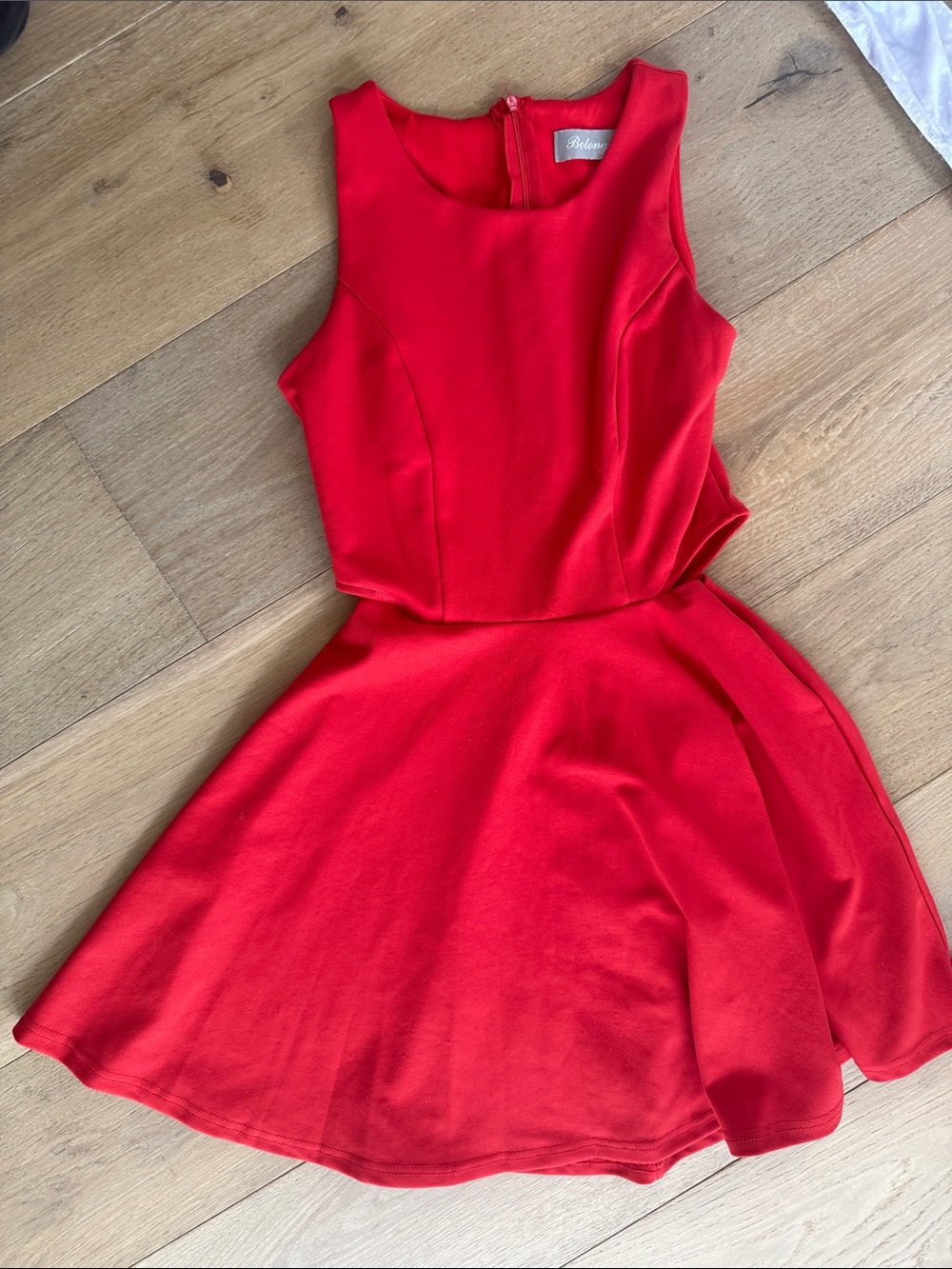 Red Fit-and-Flare Cutout Dress - Picture 2 of 5